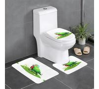 Lot de 3 tapis de salle de bain antidérapants - 61 x 40,6 cm - WHJDPP perroquet sur l'herbe - Tapis rectangulaire en forme de U et en forme de O pour toilettes, coiffeuse et baignoire