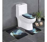 Lot de 3 tapis de salle de bain antidérapants - 61 x 40,6 cm - WHJDPP Sea Water Between The Rocks - Tapis rectangulaire en forme de U et en forme de O pour toilettes, coiffeuse et baignoire