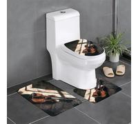 Lot de 3 tapis de salle de bain antidérapants - 61 x 40,6 cm - WHJDPP Violon in the Sunlight - Tapis rectangulaire en forme de U et en forme de O pour toilettes, coiffeuse et baignoire