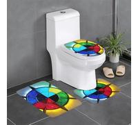 Lot de 3 tapis de salle de bain antidérapants - 61 x 40,6 cm - WHJSHOP Shine in All Directions - Tapis rectangulaire, en forme de U et en forme de O pour toilettes, coiffeuse et salle de bain