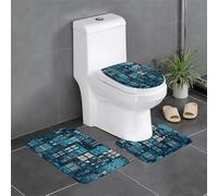 Lot de 3 tapis de salle de bain antidérapants - 61 x 40,6 cm - WHJSSF Amsterdam Night View - Tapis rectangulaire en forme de U et en forme de O pour toilettes, coiffeuse et baignoire