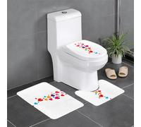 Lot de 3 tapis de salle de bain antidérapants - 61 x 40,6 cm - WHJSSF Flying Love Bubbles - Tapis rectangulaire en forme de U et en forme de O pour toilettes, coiffeuse et baignoire