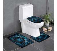Lot de 3 tapis de salle de bain antidérapants - 61 x 40,6 cm - WHJSSF - Motif forêt mystérieuse - Tapis rectangulaire en forme de U et en forme de O pour toilettes, coiffeuse et baignoire