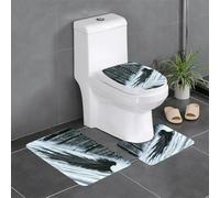 Lot de 3 tapis de salle de bain antidérapants - 61 x 40,6 cm - YYHWHJDE Strange loup noir imprimé rectangulaire, tapis en forme de U et en forme de O pour toilettes, coiffeuse et baignoire