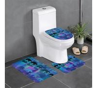 Lot de 3 tapis de salle de bain antidérapants imprimés pour toilettes, meuble-lavabo et couvercle - 61 x 40,6 cm - Motif oursons HJFCZH - Lumières du Nord - Facile à nettoyer