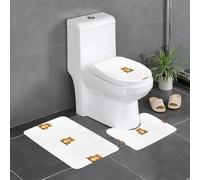 Lot de 3 tapis de salle de bain antidérapants pour toilettes, meuble-lavabo et couvercle - 61 x 40,6 cm - Motif ourson HJFCZH - Facile à nettoyer