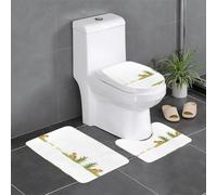 Lot de 3 tapis de salle de bain antidérapants pour toilettes, meuble-lavabo et couvercle - 61 x 40,6 cm - Motif ourson tigre et canards - Facile à nettoyer