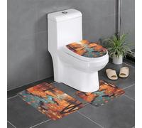 Lot de 3 tapis de salle de bain antidérapants pour toilettes, meuble-lavabo et couvercle de couvercle, 61 x 40,6 cm, motif YYHWHJDE Fallen Leaves On The Creek