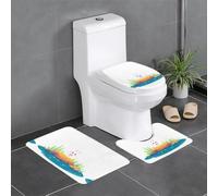 Lot de 3 tapis de salle de bain antidérapants pour toilettes, meuble-lavabo et couvercle de couvercle, 61 x 40,6 cm, WHJSSF Little Rabbit at the Bottom of The Colorful Lake