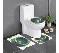 Lot de 3 tapis de salle de bain antidérapants pour toilettes, meuble-lavabo et couvercle de couvercle, 61 x 40,6 cm, YYHWHJDE Little Frog at the Bottom of The Well