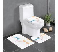 Lot de 3 tapis de salle de bain antidérapants pour toilettes, meuble-lavabo et couvercle de couvercle, motif méduse WHJSSF soufflant de bulles, 61 x 40,6 cm, facile à nettoyer