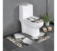 Lot de 3 tapis de salle de bain antidérapants pour toilettes, meuble-lavabo et couvercle de couvercle, 61 x 40,6 cm, imprimé tour Eiffel, vélo WHJSHOP