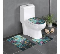 Lot de 3 tapis de salle de bain antidérapants pour toilettes, meuble-lavabo et couvercle de couvercle, 61 x 40,6 cm, motif YYHWHJDE l'oiseau sur la vigne
