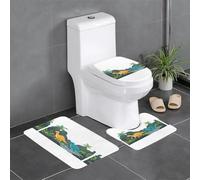 Lot de 3 tapis de salle de bain antidérapants pour toilettes, meuble-lavabo et couvercle de couvercle, 61 x 40,6 cm, motif dinosaures YYHWHJDE dans la forêt pluviale
