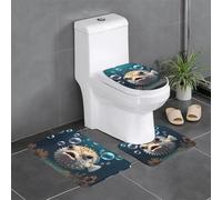 Lot de 3 tapis de salle de bain antidérapants pour toilettes, meuble-lavabo et couvercle de couvercle, motif poisson-globe soufflant des bulles, 61 x 40,6 cm, facile à nettoyer