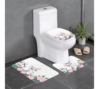 Lot de 3 tapis de salle de bain antidérapants pour toilettes, meuble-lavabo et couvercle de couvercle, 61 x 40,6 cm, YYHWHJDE Little Mouse in the Pivoine Garden