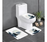 Lot de 3 tapis de salle de bain antidérapants pour toilettes, meuble-lavabo et couvercle du couvercle, 61 x 40,6 cm, motif YYHWHJDE Ship Under The Moonlight