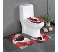 Lot de 3 tapis de salle de bain antidérapants pour toilettes, meuble-lavabo et couvercle - HJFCZH Tai Chi - 61 x 40,6 cm - Facile à nettoyer