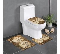 Lot de 3 tapis de salle de bain antidérapants pour toilettes, meuble-lavabo et couvercle - Motif carte du vieux monde - 61 x 40,6 cm - YYHWHJDE - Facile à nettoyer