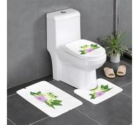 Lot de 3 tapis de salle de bain antidérapants pour toilettes, meuble-lavabo et couvercle - Motif grenouille WHJSSF sous la gloire du matin - 61 x 40,6 cm