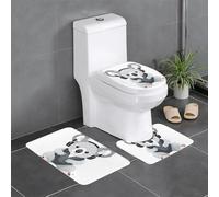 Lot de 3 tapis de salle de bain antidérapants pour toilettes, meuble-lavabo et couvercle - Motif koala WHJSSF écoutant de la musique - 61 x 40,6 cm