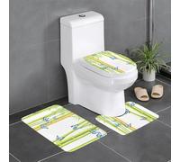 Lot de 3 tapis de salle de bain antidérapants pour toilettes, meuble-lavabo et couvercle - Motif papillons WHJSHOP dans la forêt en bambou, 61 x 40,6 cm