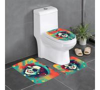 Lot de 3 tapis de salle de bain antidérapants pour toilettes, meuble-lavabo et couvercle - Motif WHJSSF Happy Halloween Day - 61 x 40,6 cm - Facile à nettoyer