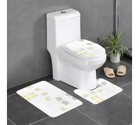 Lot de 3 tapis de salle de bain antidérapants pour toilettes, meuble-lavabo et couvercle - Motif WHJSSF Happy Every Day - 61 x 40,6 cm - Facile à nettoyer