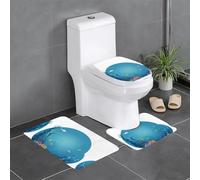 Lot de 3 tapis de salle de bain antidérapants pour toilettes, meuble-lavabo et couvercle - Motif WHJSSF The Happy World of Little Fish - 61 x 40,6 cm