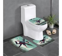 Lot de 3 tapis de salle de bain antidérapants pour toilettes, meuble-lavabo et couvercle - Motif WHJSSF Hunting Flying Wild - 61 x 40,6 cm