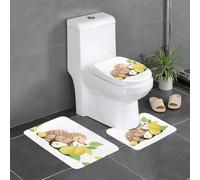 Lot de 3 tapis de salle de bain antidérapants pour toilettes, meuble-lavabo et couvercle - Motif WHJSSF Pangolin mangeant des poires - 61 x 40,6 cm