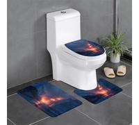 Lot de 3 tapis de salle de bain antidérapants pour toilettes, meuble-lavabo et couvercle - Motif WHJSSF Fire Blooming in the Glacier - 61 x 40,6 cm