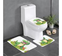 Lot de 3 tapis de salle de bain antidérapants pour toilettes, meuble-lavabo et couvercle - Motif YYHWHJDE Big Crocodile in the Garden - 61 x 40,6 cm