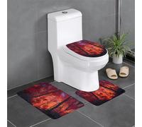 Lot de 3 tapis de salle de bain antidérapants pour toilettes, meuble-lavabo et couvercle - WHJSHOP A Forest of Fiery Red Maple Leaves - 61 x 40,6 cm
