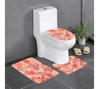 Lot de 3 tapis de salle de bain antidérapants pour toilettes, meuble-lavabo et couvercle - WHJSHOP répétition de cercles - 61 x 40,6 cm - Facile à nettoyer