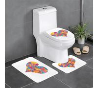 Lot de 3 tapis de salle de bain antidérapants pour toilettes, meuble-lavabo et couvercle - WHJSSF coloré - Motif fragments d'amour - 61 x 40,6 cm