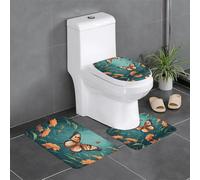 Lot de 3 tapis de salle de bain antidérapants - Tapis rectangulaire en forme de U et en forme de O pour toilettes, lavabos et salle de bain - 61 x 40,6 cm - WHJSHOP tigre, papillon, oiseau