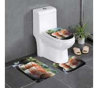 Lot de 3 tapis de salle de bain antidérapants - Tapis rectangulaire en forme de U et en forme de O pour toilettes, coiffeuse et baignoire - Motif sushi saumon frais, 61 x 40,6 cm