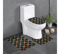 Lot de 3 tapis de salle de bain antidérapants - Tapis rectangulaire en forme de U et en forme de O pour toilettes, coiffeuse et salle de bain - Motif croix WHJSHOP - 61 x 40,6 cm