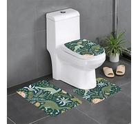 Lot de 3 tapis de salle de bain avec motif dinosaure mignon et tapis de bain + contour + couvercle de toilette