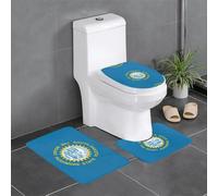 Lot de 3 tapis de salle de bain avec motif drapeau du Dakota du Sud, tapis de bain, tapis de salle de bain, tapis de toilette en forme de U, couvercle en forme de O