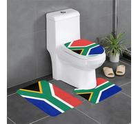 Lot de 3 tapis de salle de bain avec tapis de toilette antidérapants et lavables en flanelle - Motif drapeau de l'Afrique du Sud