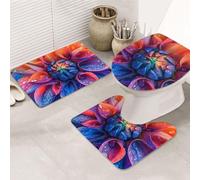 Lot de 3 tapis de salle de bain colorés en forme de gouttes de rosée - Doux et absorbant - En mousse à mémoire de forme - Tapis de toilette en forme de U - Décoration d'intérieur - Séchage rapide