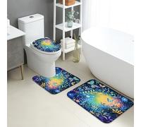 Lot de 3 tapis de salle de bain colorés, motif jardin enchanté, tapis de toilette absorbants, antidérapants, lavables en forme de U, inspirés du printemps, en mousse à mémoire de forme, à séchage