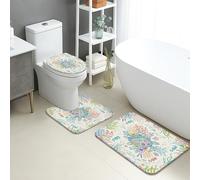 Lot de 3 tapis de salle de bain corail éclatants, absorbants, antidérapants, lavables en forme de U, à séchage rapide