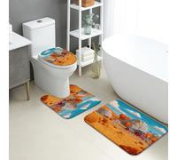 Lot de 3 tapis de salle de bain de campagne rustique, absorbants, antidérapants, lavables en forme de U, motif paysage rustique, paysage de ferme, tapis de salle de bain en flanelle, à séchage rapide
