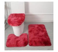Lot de 3 tapis de salle de bain de couleur unie pour abattant de toilettes, tapis antidérapant pour salle de bain, tapis de sol pour salle de bain (rouge ligjht)