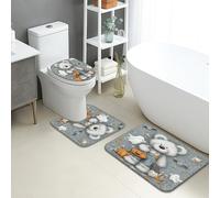 Lot de 3 tapis de salle de bain d'Halloween en flanelle, absorbants, antidérapants, lavables, amusants, confortables, à séchage rapide, motif ourson, citrouille, fantômes