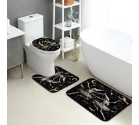 Lot de 3 tapis de salle de bain d'Halloween en mousse à mémoire de forme, absorbants, antidérapants, lavables, en forme de U, danse effrayante, à séchage rapide