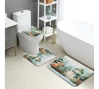 Lot de 3 tapis de salle de bain d'hiver, joli bonhomme de neige, forêt, absorbants, antidérapants, lavables, confortables, à séchage rapide